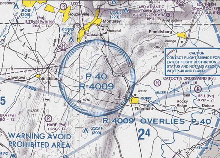 Airspace chart prohibited areas