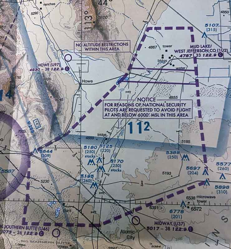 Airspace chart restricted areas