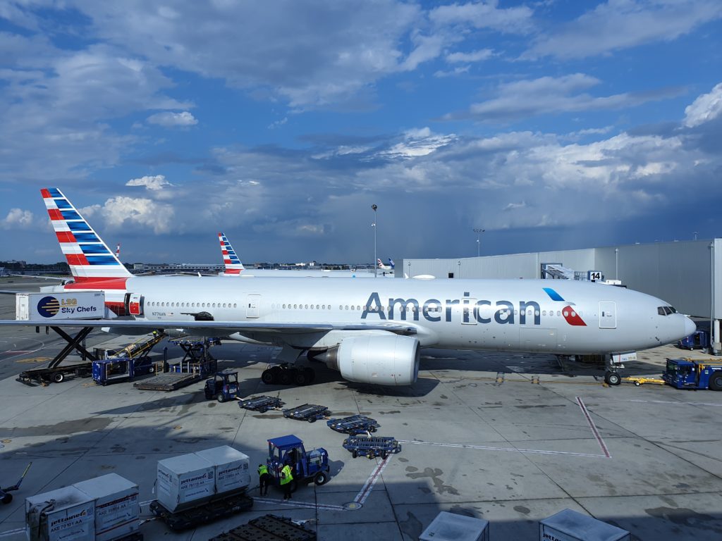 American Airlines airplane at the gate