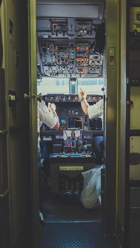 Inside of an airline cockpit