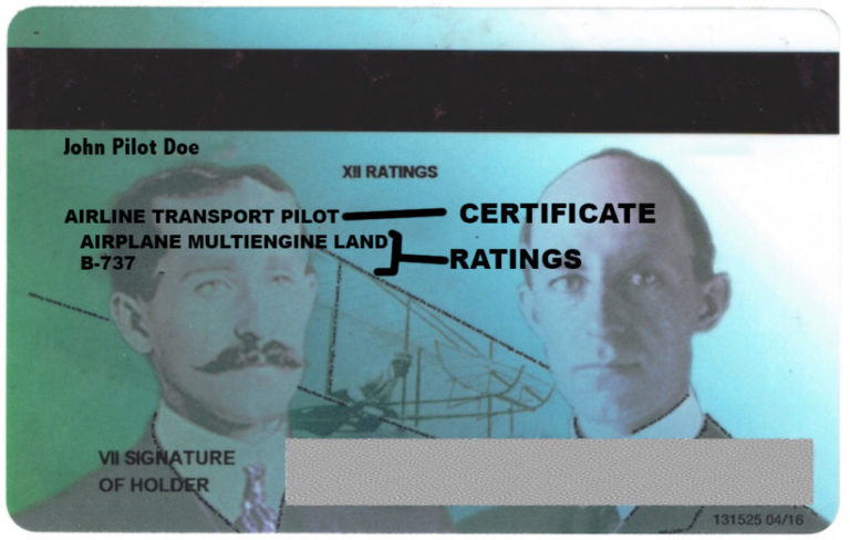 Example of a pilot license