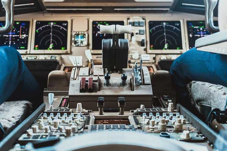 Inside an airline cockpit