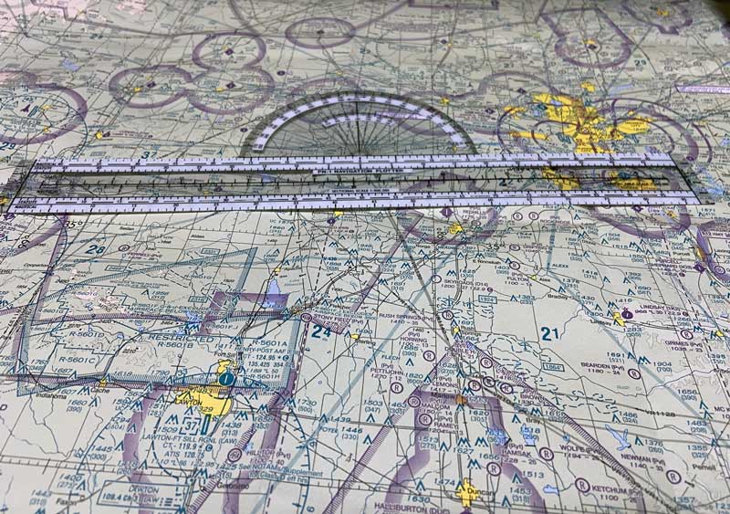 Aviation navigation plotter on chart
