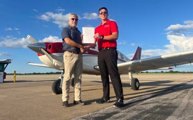 Student passing his private pilot checkride